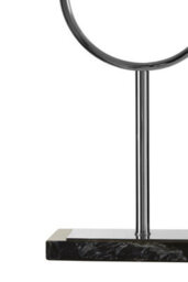 Orsina Black Stone Base Table Lamp, Luxe Nickel Stand With Fabric Shade, Contemporary Accent Lighting - thumbnail 3