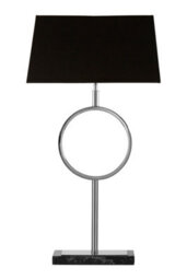 Orsina Black Stone Base Table Lamp, Luxe Nickel Stand With Fabric Shade, Contemporary Accent Lighting