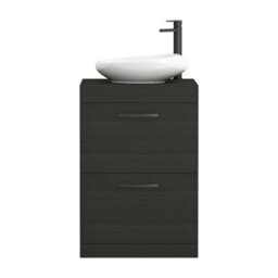 Royal Bathrooms Turin 500mm Freestanding Bathroom Vanity Unit With Sink 2 Drawer Hale Black & Nova Countertop Basin - thumbnail 5