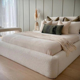 Stratus Interiors Teddy Boucle Fabric Bed Frame Curved Luxury Headboard - Add Professional Assembly & Delivery- Double - No Storage Type - thumbnail 4