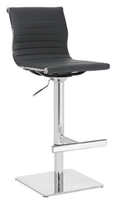 Lamboro Rovigo Deluxe Breakfast Bar Stool, Chrome Footrest, Height Adjustable Swivel Gas Lift, Home Bar & Kitchen Barstool, Charcoal Grey - image 1