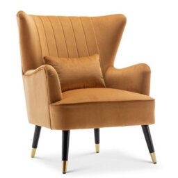 Velvet Gold Camila Accent Wingback Chair With Footstool - thumbnail 5