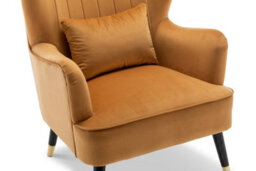 Velvet Gold Camila Accent Wingback Chair With Footstool - thumbnail 6