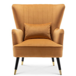 Velvet Gold Camila Accent Wingback Chair With Footstool - thumbnail 3
