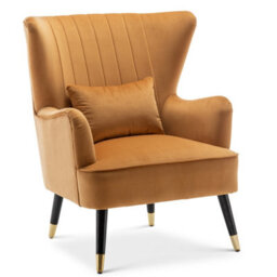 Velvet Gold Camila Accent Wingback Chair With Footstool - thumbnail 4