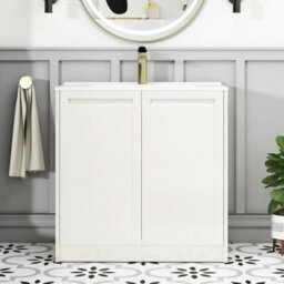 Royal Bathrooms Elmore 800mm Traditional Floor Standing 2 Door Bathroom Vanity Unit With Ceramic Basin Sink - Classic White - thumbnail 3