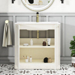 Royal Bathrooms Elmore 800mm Traditional Floor Standing 2 Door Bathroom Vanity Unit With Ceramic Basin Sink - Classic White - thumbnail 5