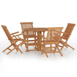 Berkfield 5 Piece Folding Outdoor Dining Set Solid Wood Teak - thumbnail 2