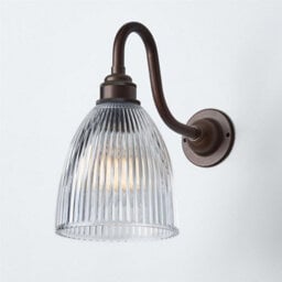 Old School Electric Elongated Prismatic Wall Light : Swan Arm - Dark Bronze - thumbnail 2