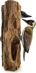 My Square Mile Bird Statue Ornament Wooden Hand Carved Bird Tree Stump British Birds Indoor/outdoor Garden Ornament (Woodpecker) - thumbnail 1