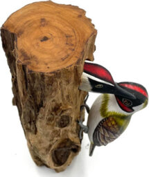 My Square Mile Bird Statue Ornament Wooden Hand Carved Bird Tree Stump British Birds Indoor/outdoor Garden Ornament (Woodpecker) - thumbnail 2
