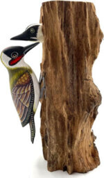 My Square Mile Bird Statue Ornament Wooden Hand Carved Bird Tree Stump British Birds Indoor/outdoor Garden Ornament (Woodpecker) - thumbnail 3