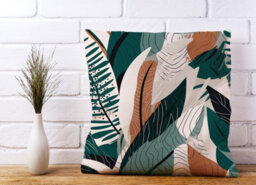Warren Reed Designer Autumn Tropical Leaves Green Brown Cushions 45Cm X 45Cm - thumbnail 2