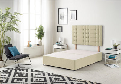 Somnior Beds Somnior Linen Beige Bliss Divan Base With Headboard - Small Single - image 1