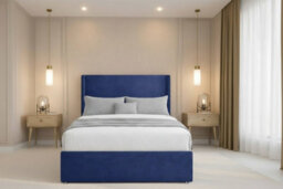 "Nexus Portofino Plush Divan, Navy, 54"" Winged Hb, No Drawers, Open Coil Mattress, Small Single" - thumbnail 2