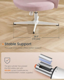 LEDREM Cross Legged Armless Desk Chair, Criss Cross, No Wheels, Wide Seat, Adjustable Height Swivel, Cotton-Linen Fabric, Jelly Pink - thumbnail 6