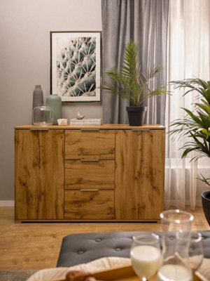 Arte Zele 135 Cm Sideboard 2 Door 3 Drawer Oak Wotan - image 1