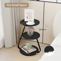 Side Coffee Table 3 Tier Storage Bedside End Table With Led Light Living Room - thumbnail 2