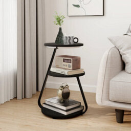 Side Coffee Table 3 Tier Storage Bedside End Table With Led Light Living Room - thumbnail 1