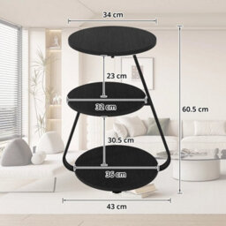 Side Coffee Table 3 Tier Storage Bedside End Table With Led Light Living Room - thumbnail 5