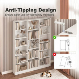 Bookcase Freestanding Open Storage Shelf With 17 Compartments - thumbnail 4