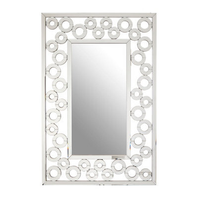 Orsina Wall Mirror With Scrolled Circular Frame, Abstract Mirror With Dual Layers, Wall Mirror With Circle Frame - image 1