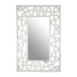 Orsina Wall Mirror With Scrolled Circular Frame, Abstract Mirror With Dual Layers, Wall Mirror With Circle Frame - thumbnail 1
