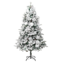 Berkfield Christmas Tree With Flocked Snow&leds&cones 195 Cm Pvc&pe - thumbnail 4