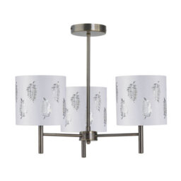 First Choice Lighting Brea - Antique Brass 3 Light Fitting With White Fern Shades - thumbnail 1