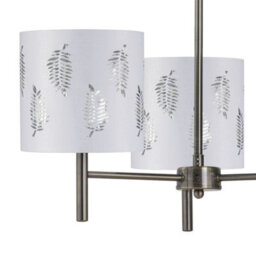 First Choice Lighting Brea - Antique Brass 3 Light Fitting With White Fern Shades - thumbnail 2