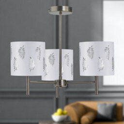 First Choice Lighting Brea - Antique Brass 3 Light Fitting With White Fern Shades - thumbnail 3