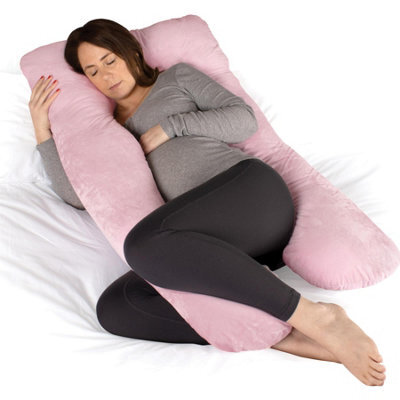 Dreamcatcher Pink Pregnancy Pillow, U Shaped Shredded Memory Foam Maternity Cushion Machine Washable & Removable Velvet Cover - image 1