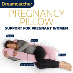 Dreamcatcher Pink Pregnancy Pillow, U Shaped Shredded Memory Foam Maternity Cushion Machine Washable & Removable Velvet Cover - thumbnail 2