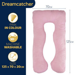 Dreamcatcher Pink Pregnancy Pillow, U Shaped Shredded Memory Foam Maternity Cushion Machine Washable & Removable Velvet Cover - thumbnail 7
