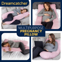 Dreamcatcher Pink Pregnancy Pillow, U Shaped Shredded Memory Foam Maternity Cushion Machine Washable & Removable Velvet Cover - thumbnail 6