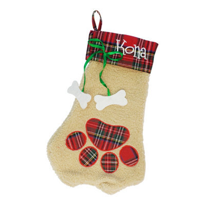 Neel Blue Christmas Santa Stocking Father Santa Dog Paw Printed Hessian Sock For Hanging Gift & Candy Pouch - image 1