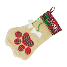 Neel Blue Christmas Santa Stocking Father Santa Dog Paw Printed Hessian Sock For Hanging Gift & Candy Pouch - thumbnail 4