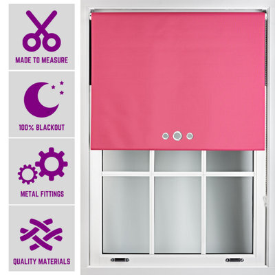 FURNISHED Fuchsia Roller Blind With Triple Round Eyelet Design And Metal Fittings - Made To Measure Blackout Blinds, (W)120Cm X (L)210Cm