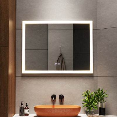 Living And Home Frameless Anti-Fog Dimmable Led Wall Mirror Bathroom Mirror 80X60Cm - image 1