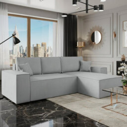 Malaga L Shaped Mdf Corner Sofa Bed With Storage Dl Pull Out Seat Loose Back Cushions 279X94X181 Light Grey Right - thumbnail 2