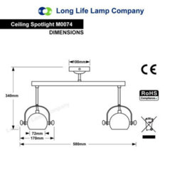 Long Life Lamps Company Black Adjustable Retro Industrial Ceiling Spot Light Double Eyeball M0074 - thumbnail 2