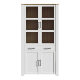 Wyld Haus Klampenborg White & Natural Oak Effect 4-Door 2-Drawer Display Cabinet - thumbnail 3