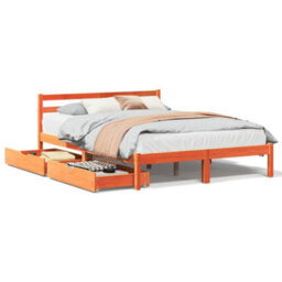 Berkfield Bed Frame Without Mattress Wax Brown 120X190 Cm Small Double Solid Wood Pine - thumbnail 2