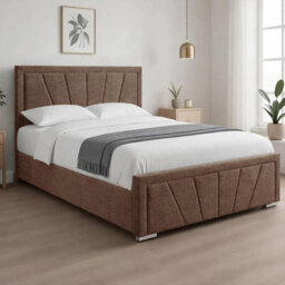 Naples Cappuccino Upholstered Sunrise Super King Size Bed Frame, Modern Luxury Floor-Standing Headboard & Footboard - thumbnail 2