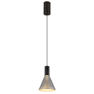 Luminosa Lighting Luminosa Labora Cone Dome Pendant Ceiling Light Matt Black Smoke Glass Shade Led 3000K - image 1