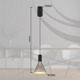 Luminosa Lighting Luminosa Labora Cone Dome Pendant Ceiling Light Matt Black Smoke Glass Shade Led 3000K - thumbnail 7