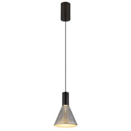 Luminosa Lighting Luminosa Labora Cone Dome Pendant Ceiling Light Matt Black Smoke Glass Shade Led 3000K