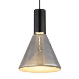 Luminosa Lighting Luminosa Labora Cone Dome Pendant Ceiling Light Matt Black Smoke Glass Shade Led 3000K - thumbnail 3