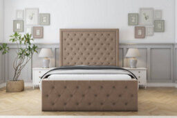 "Sloomy Vienna Mink Plush Bed Frame With Mattress With 50"" Upholstered Headboard 4'6 Double" - thumbnail 1