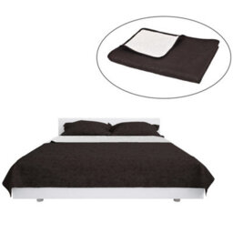 Berkfield Double-Sided Quilted Bedspread 220X240 Cm Cream And Brown - thumbnail 2